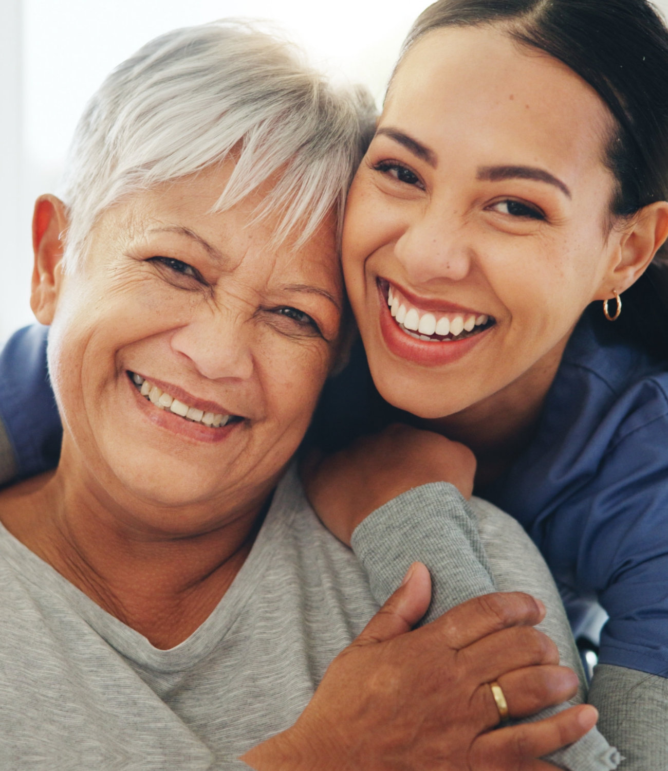 nurse and elderly smiling